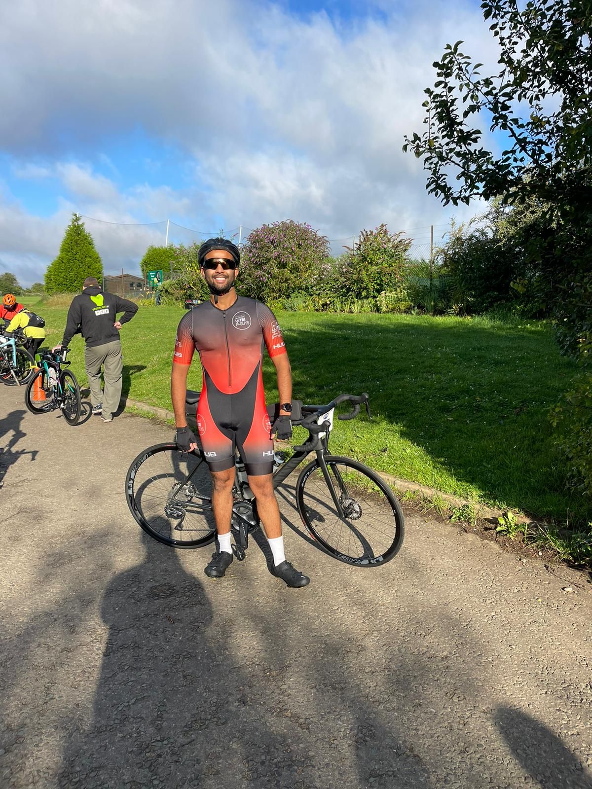 Cycling training session in full tri kit