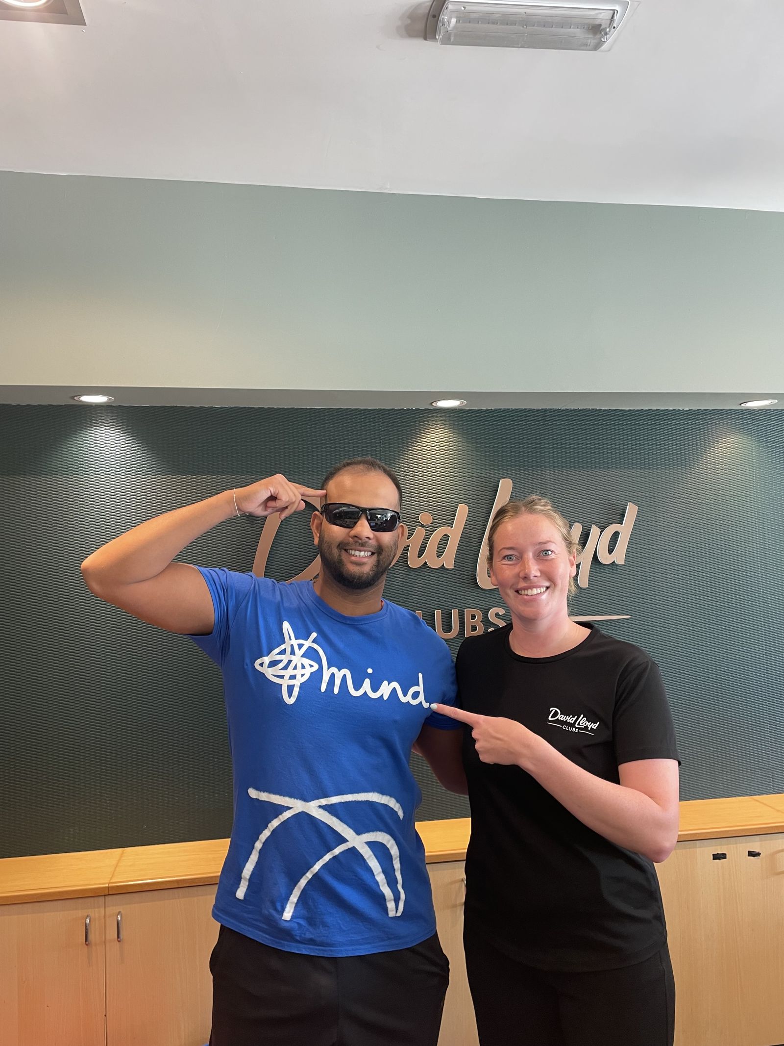 Wearing a Mind charity t-shirt at David Lloyd Clubs
