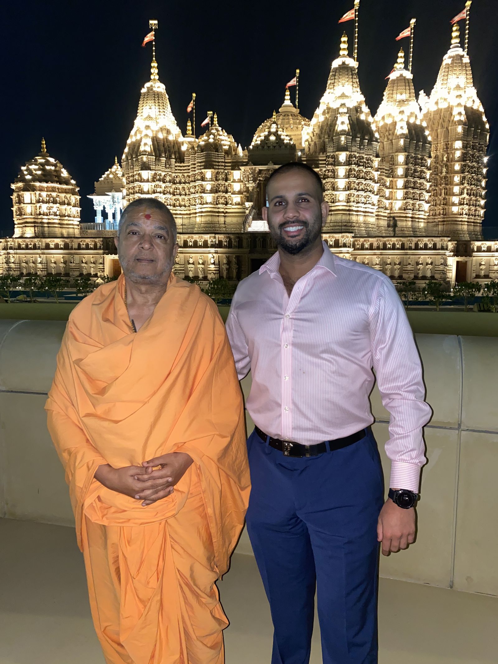 With a spiritual mentor at a temple