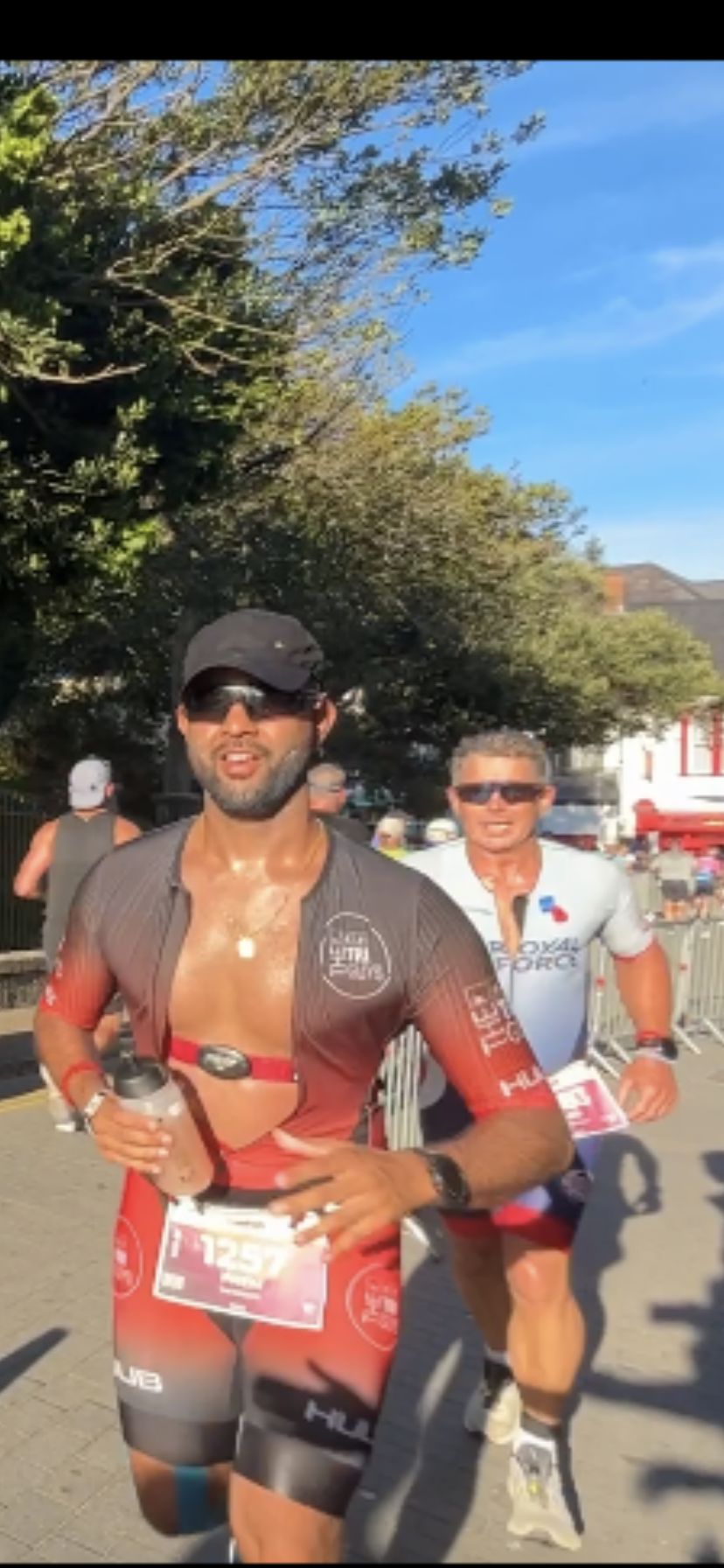 Running towards the triathlon finish line