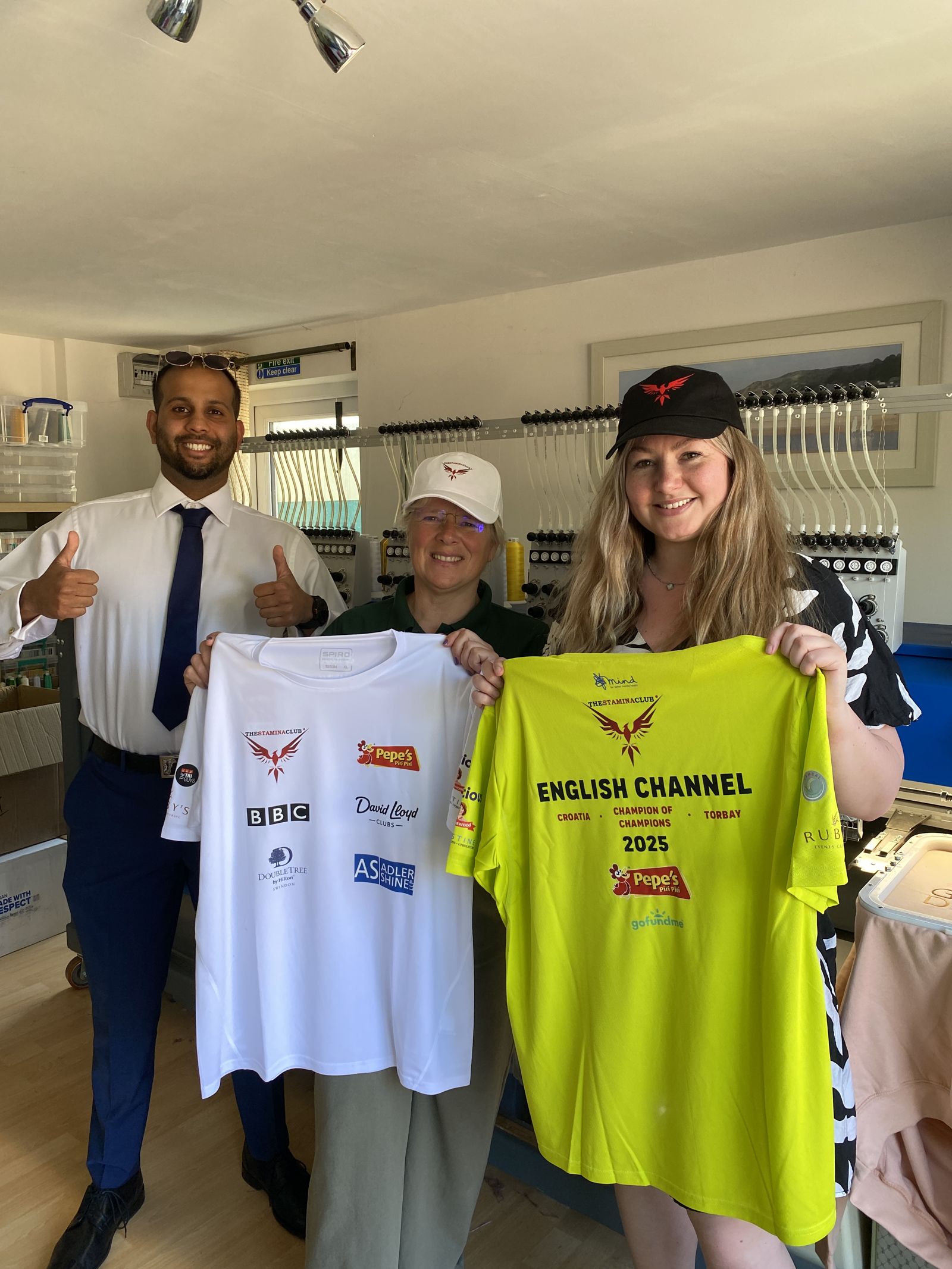 With the team at the t-shirt printing workshop